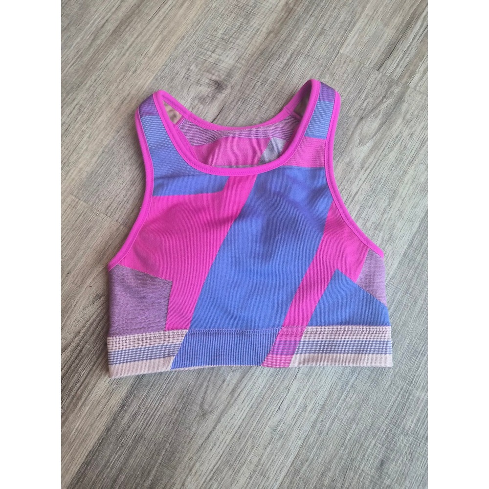 Nike Dri-FIT Womens Medium Sports Bra Pink Purple Colorblock CJ0557-601 Gym
